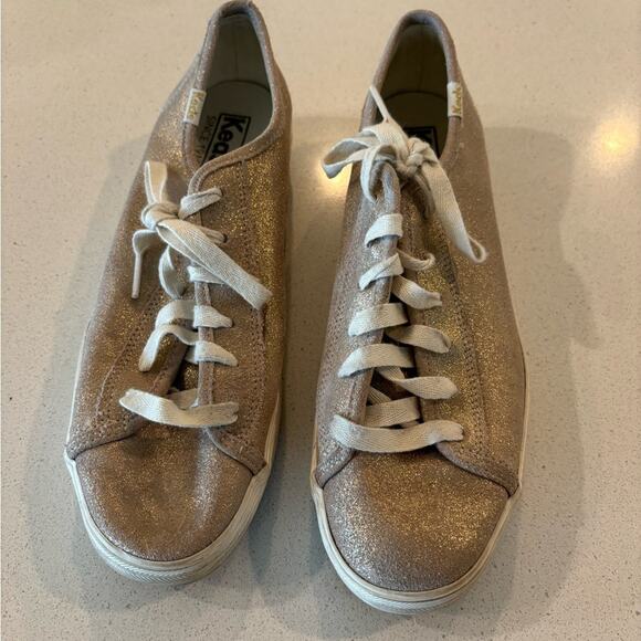 keds tripe kick glitter suede sneakers size 7.5 - Picture 4 of 9
